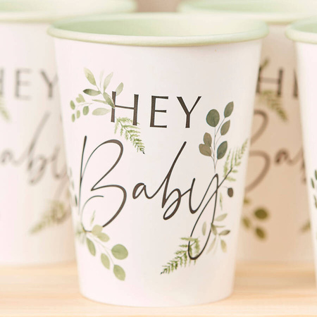 Kubek kubeczek papierowy Hey Baby 8 szt. 266 ml seria Botanical