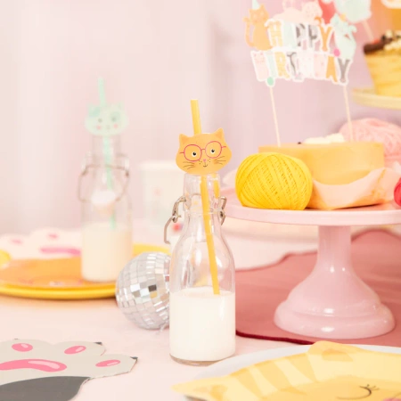 Słomki papierowe Kotki 19,5cm 6 szt.