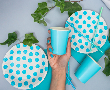 Talerzyki papierowe GROSZKI niebieskie 18 cm 6 szt.