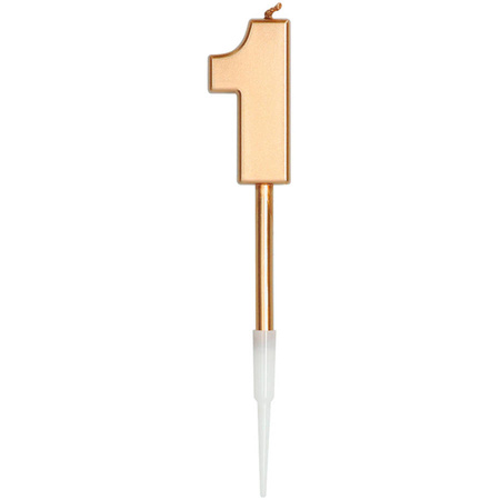 Świeczka urodzinowa na tort cyfra Brązowa Metaliczna 1 szt.