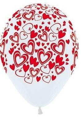 Balon Sempertex Podwójne Serca - Białe- 1 sztuka