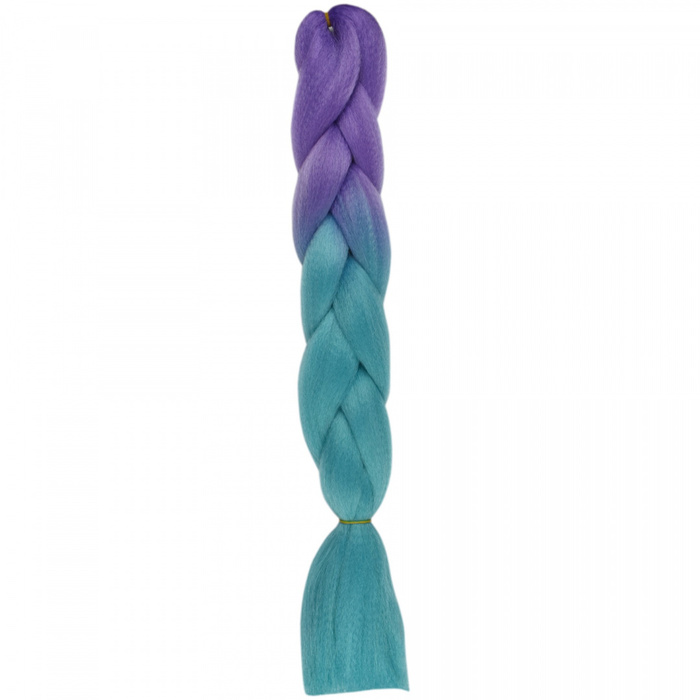 Włosy syntetyczne warkocze warkoczyki 60 cm OMBRE - fioletowo turkusowe