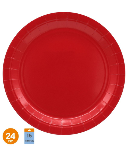 Talerzyki papierowe Ciemny czerwony 100% papier 24 cm, 15 szt.