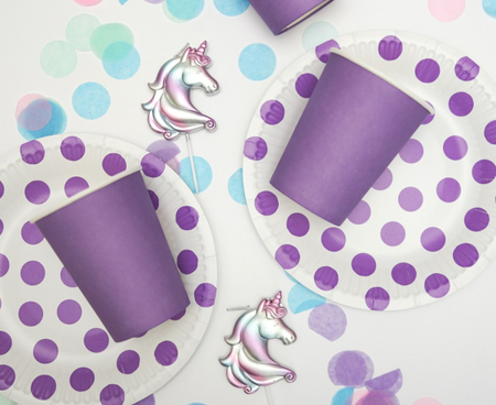 Talerzyki papierowe GROSZKI fioletowe 18 cm 6 szt.