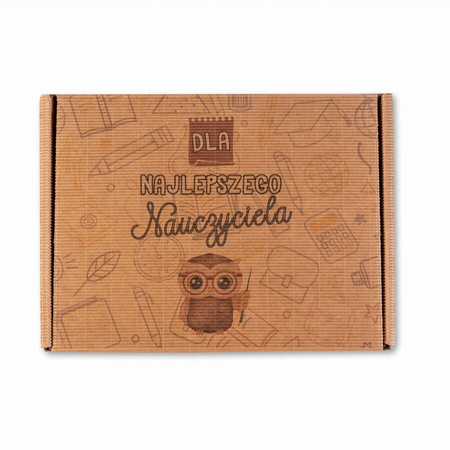 Prezent na dzień nauczyciela zestaw herbata notes miód baton konfitury upominek z nadrukiem