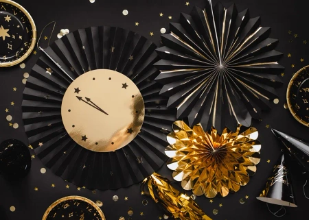 Rozety dekoracyjne sylwestrowe Sylwester Karnawał ZEGAR 3 szt. mix