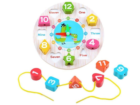 Zabawka Zegar edukacyjny drewniany z sorterem