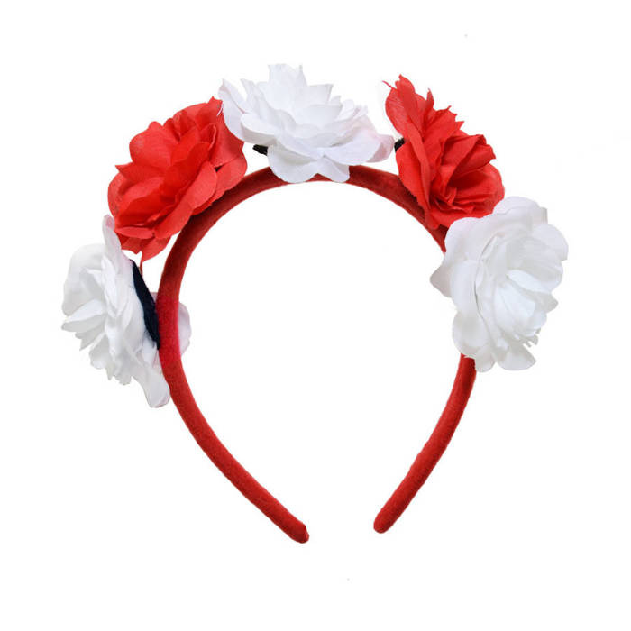 Opaska z kwiatami Wianek kibica biało-czerwony