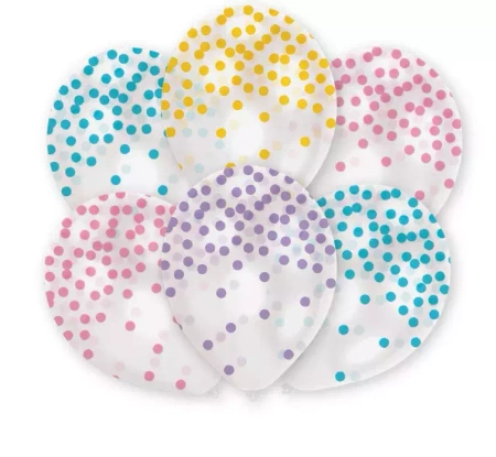 Balony nadruk Konfetti 11 cali 6 szt MIX