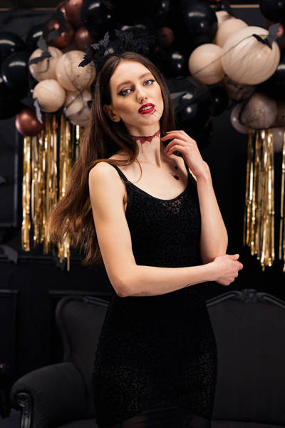 Opaska Nietoperze koronka czarna