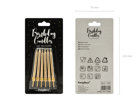 Świeczki urodzinowe klasyczne złote 6 szt