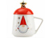 Kubek świąteczny z przykrywką i łyżeczką biało czerwony