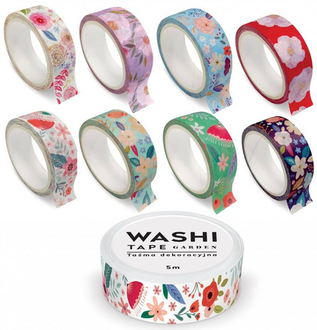Taśma dekoracyjna GARDEN mix wzorów kwiatowych 5m 1 szt.