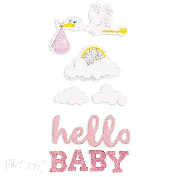 Naklejki brokatowe 3D Hello Baby 6 szt