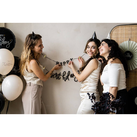 Baner urodzinowy girlanda czarna Happy Birthday 2 m