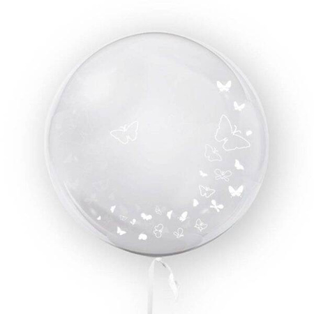Kula transparentna balon foliowy Bubble 45 cm - MOTYLE BIAŁE