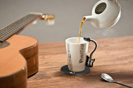 Zestaw muzyka duo - Kubek GITARA ELEKTRYCZNA CZARNA + podkładka