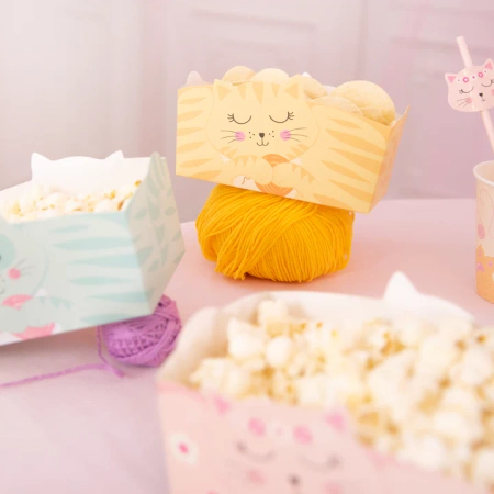 Pudełka na chipsy, przekąski KOTKI 3 szt.