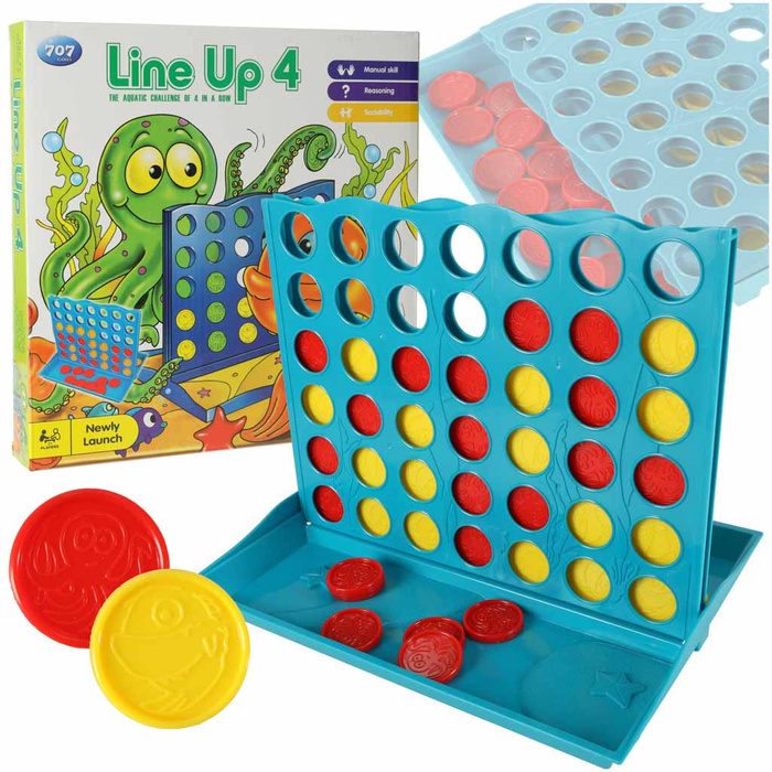 Gra logiczna planszowa szczęśliwa czwórka cztery w rzędzie 25x19x20 cm