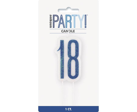 Świeczka urodzinowa na tort liczba "18" niebieska