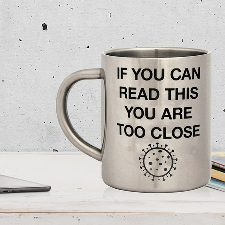 COVID-19 Metalowy kubek SOCIAL DISTANCE