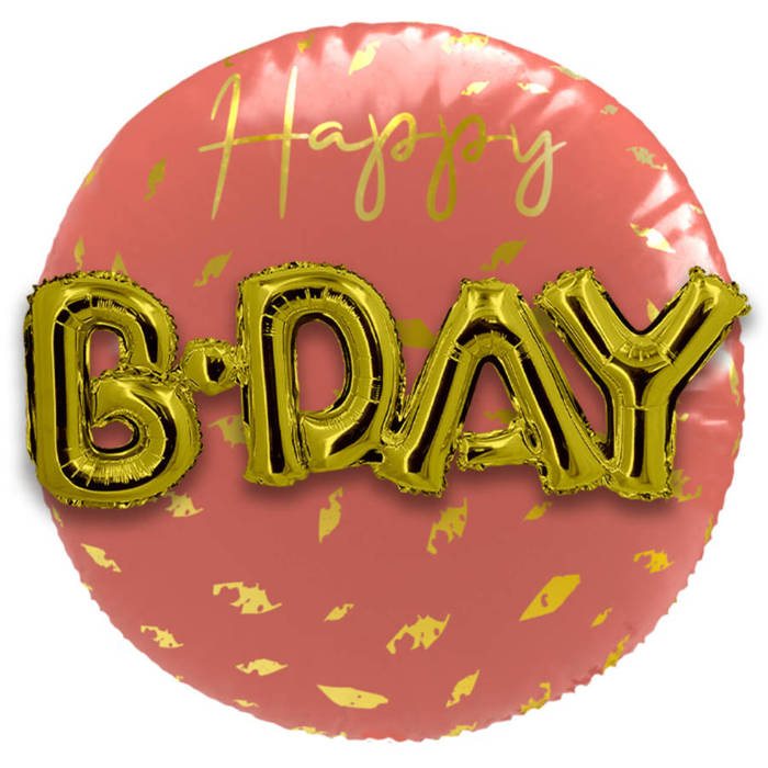  Balon Foliowy Happy B-Day 3D trójwymiarowy 56 cm