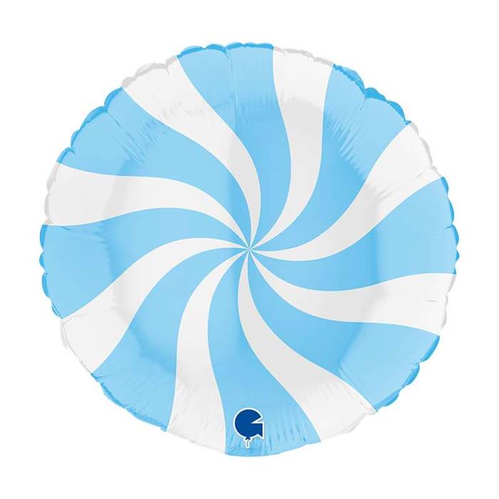 Balon Grabo 18'' Round Swirly White Matte Blue