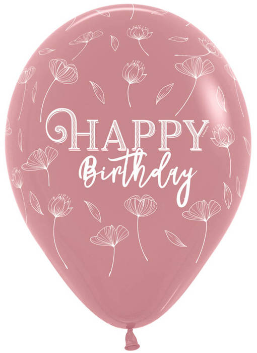 Balon Sempertex Happy Birthday Blossom Rosewood 12'' 1 szt. mix