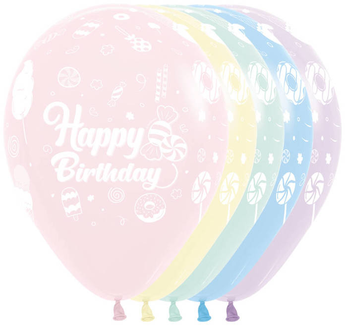 Balon Sempertex Happy Birthday Sweet Pastel 12'' 1 szt. mix