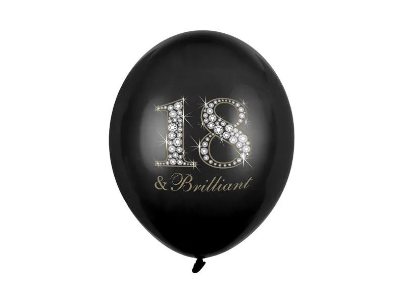 Balon gumowy 18 urodziny czarny mat 12" 30 cm 1 szt.