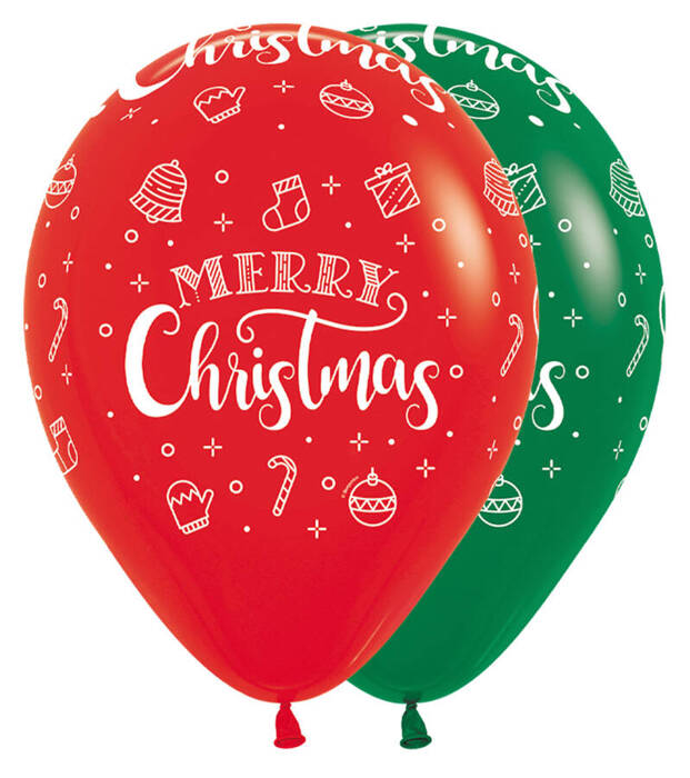 Balon gumowy świąteczny Merry Christmas Sempertex 12" 1 szt.