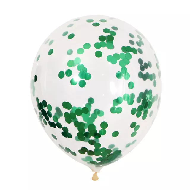 Balon przeźroczysty z konfetti METALICZNE foliowe zielone 1 szt.