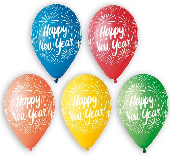 Balony Happy New Year 12 cali 1 szt 