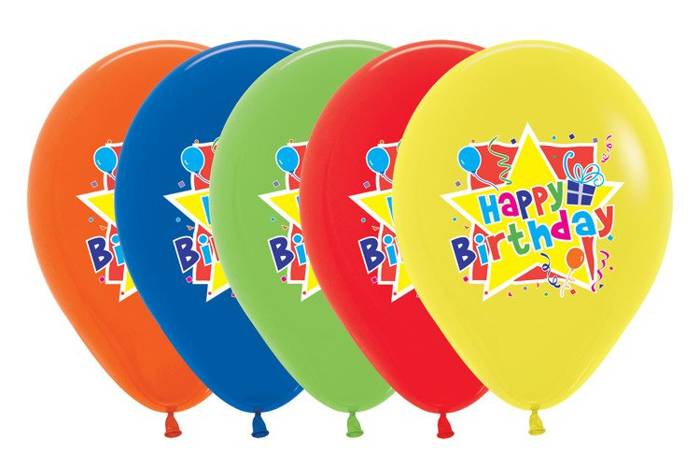 Balony Sempertex Happy Birthday Gwiazdki 12'' 50 szt Mix kolorów