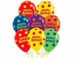 Balony Sempertex Happy Birthday Kropki Kolor 12'' 50 szt 5 kolorów