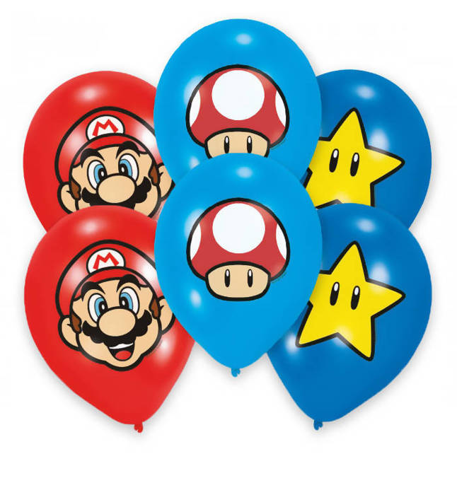 Balony Super Mario Bros 27,5 cm/11" 6 sztuk