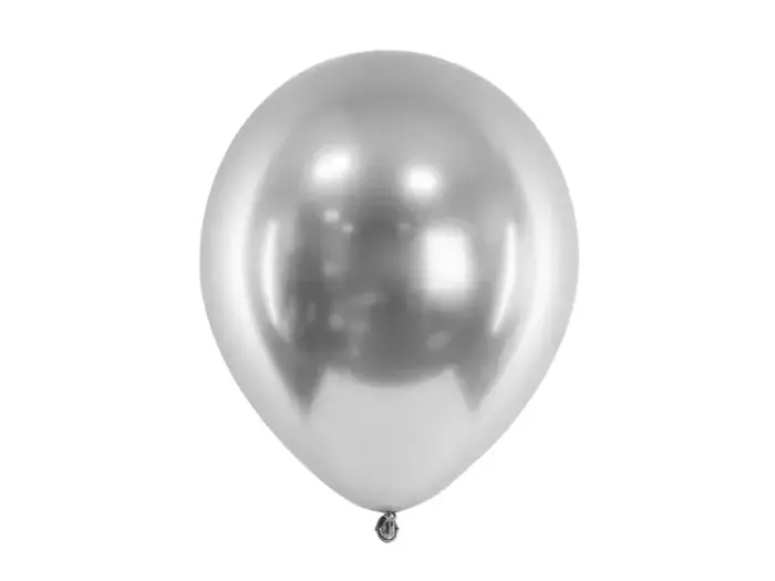 Balony srebrne Chrome Shiny - Glossy balloons 12'' 50 szt.