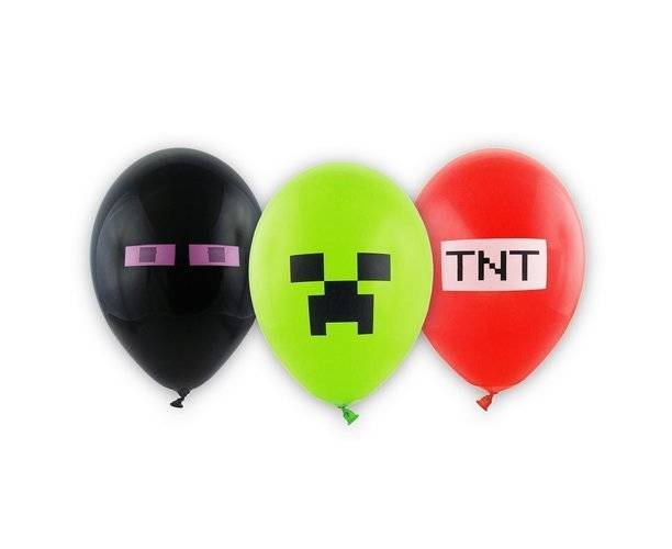 Balony z nadrukiem Minecraft TNT piksele 6 szt.