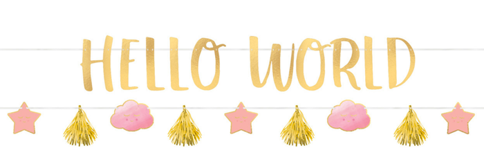 Baner Girlanda Hello World na Baby Shower - Girl