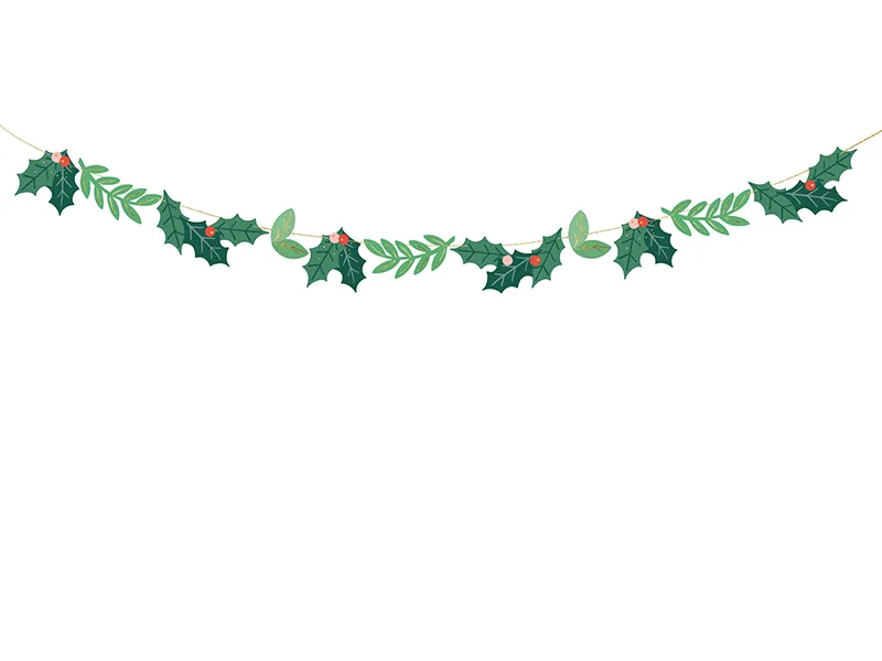 Baner Girlanda świąteczna JEMIOŁA ostrokrzew 150 cm