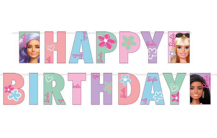 Baner urodzinowy "Happy Birthday" Barbie 180 cm