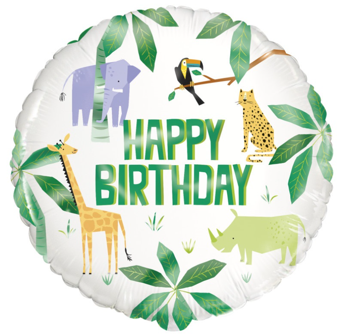 Dżungla Safari Happy Birthday balon foliowy 18"