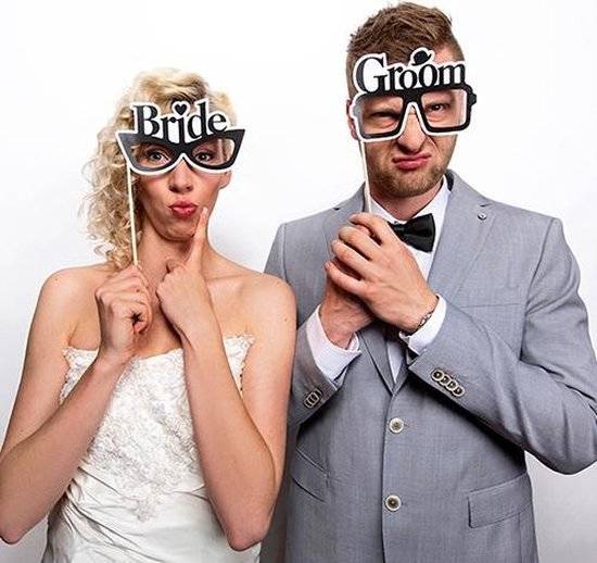 Foto rekwizyty okulary na patyczku Bride Groom 2 szt