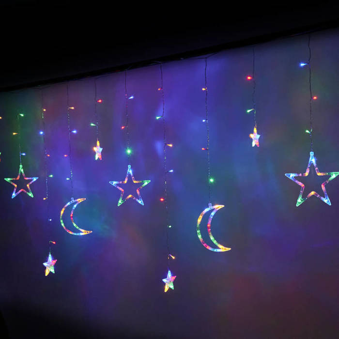 Girlanda KURTYNA Świąteczna LED księżyc gwiazdy MULTIKOLOR 2,5m