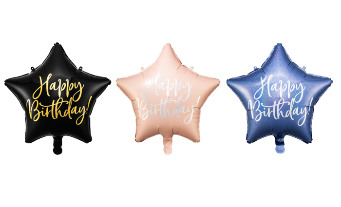 Gwiazdka Happy Birthday balon foliowy 40 cm różne kolory
