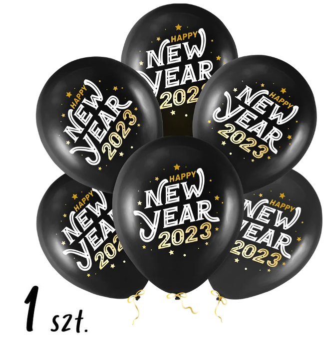 Happy New Year 2023 balony Sylwester 12 cali 1 szt