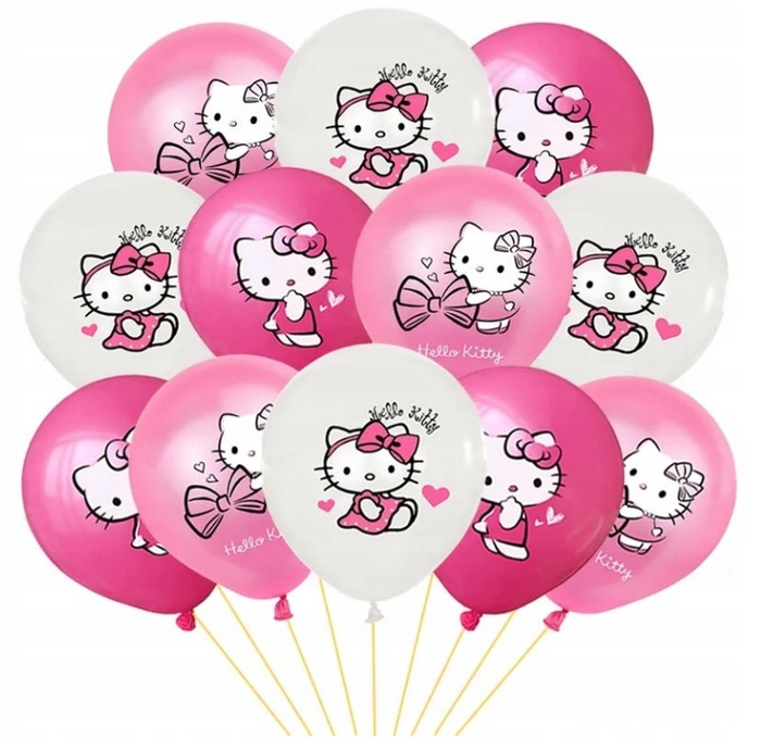 Hello Kitty balony gumowe z nadrukiem 12 szt. mix