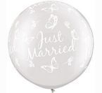 Just Married motylki kula perłowy Bubble Deco balon Qualatex 30"