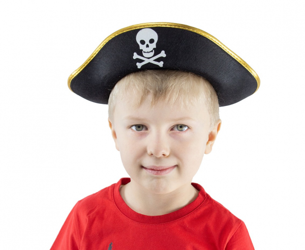 Kapelusz Pirata ze złotą lamówką S (dla dzieci)