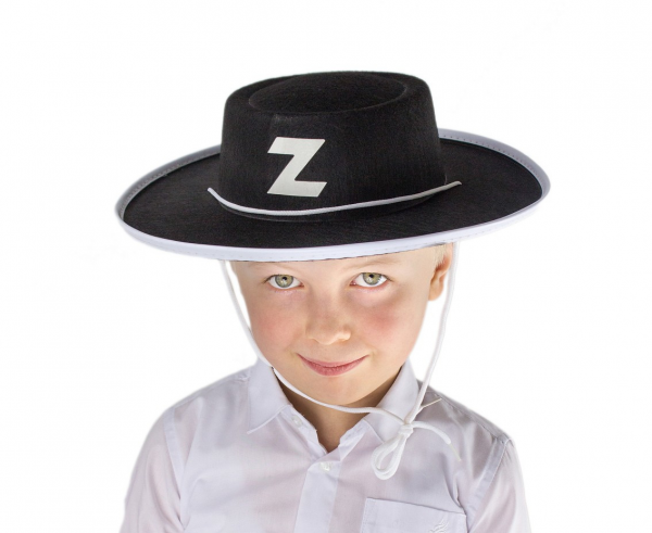 Kapelusz Zorro z białą lamówką dla dzieci S